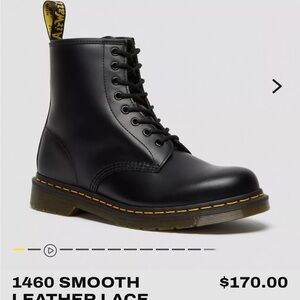 Dr. Martens 1460 Black Leather Boots with Yellow Stitching